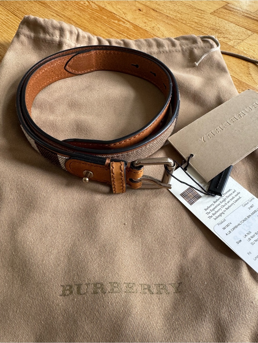 Burberry Tan Leather & Signature Check Belt Bag Strap